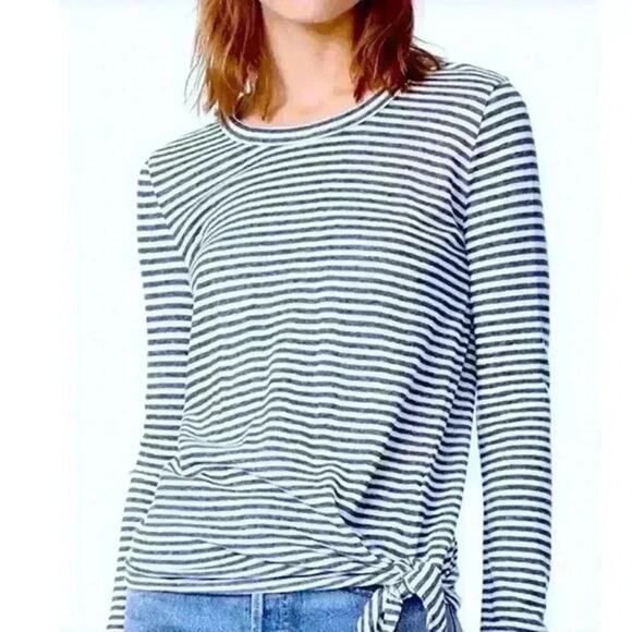 Madewell Blue & Cream Striped Top w/Tie Size XS - Picture 1 of 12